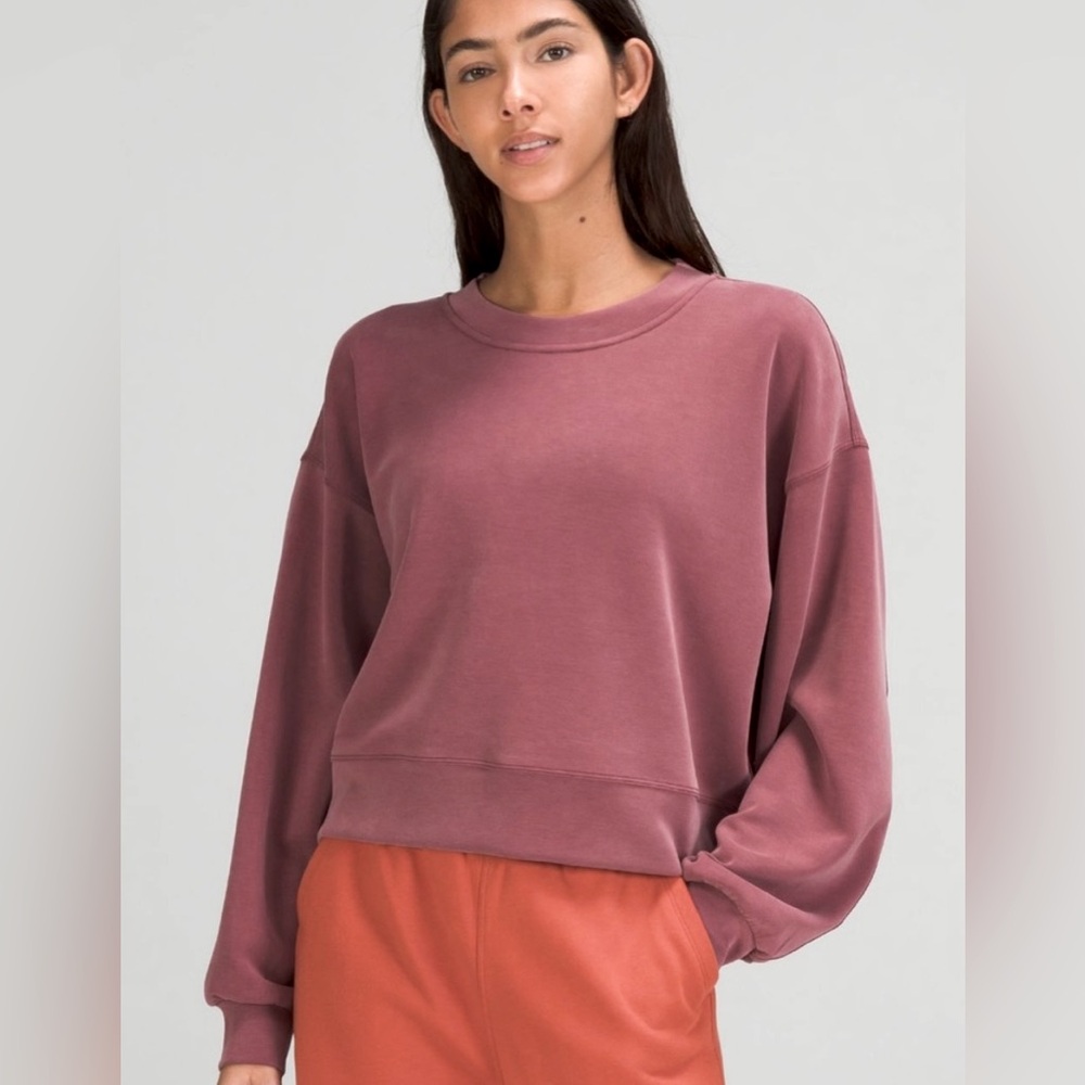 Lululemon Perfectly Oversized Crop Softstreme Crew Mulled Wine Size 8